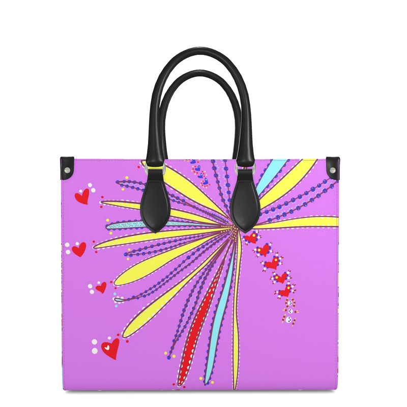 Leather Shopper Bag - Yellow Leaves