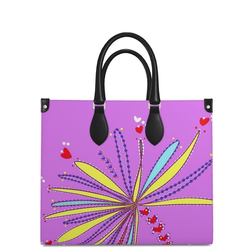 Leather Shopper Bag - Yellow Leaves