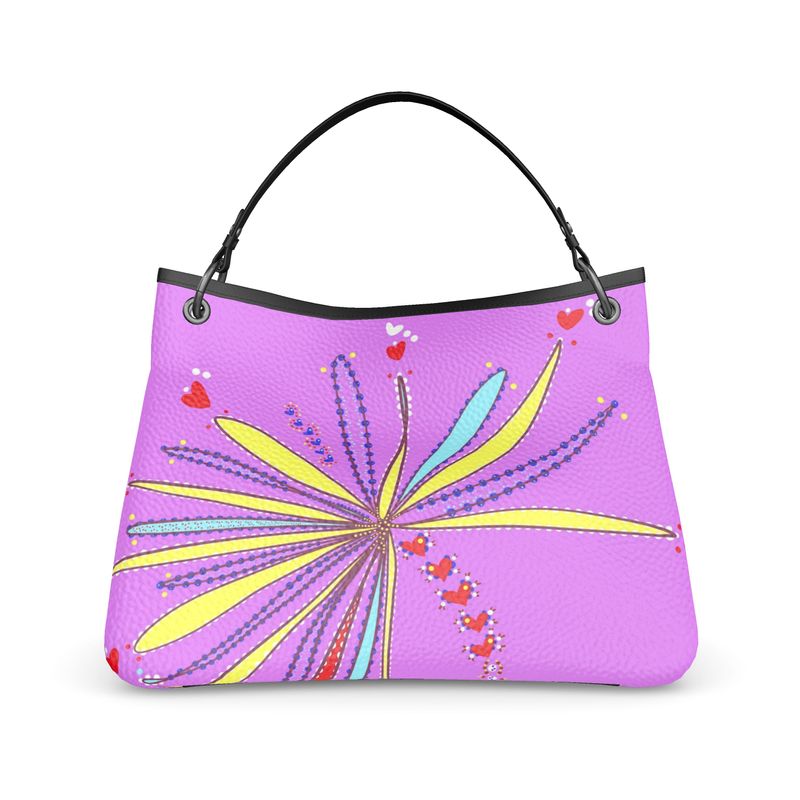 Leather Slouch Bag - Yellow Leaves