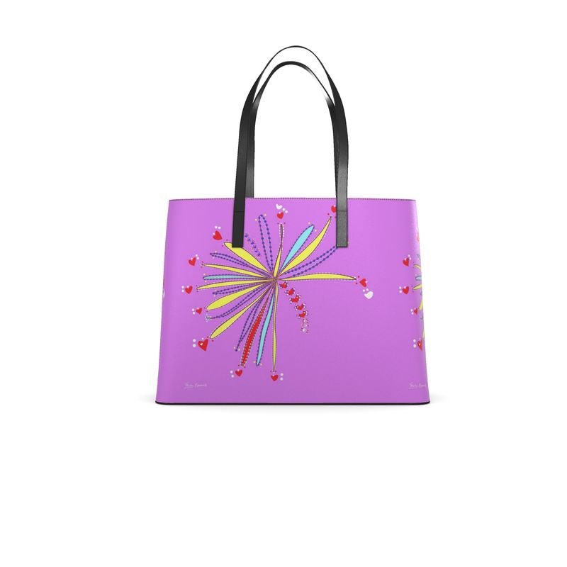 Leather Kika Tote Bag - Yellow Leaves