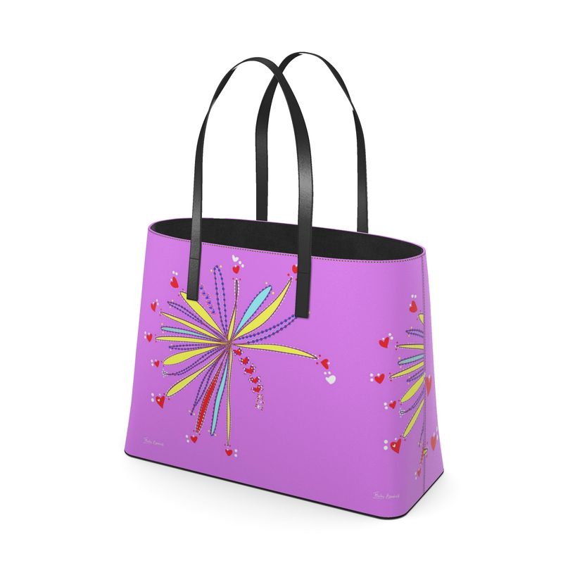 Leather Kika Tote Bag - Yellow Leaves