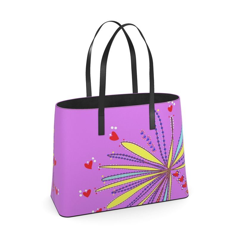 Leather Kika Tote Bag - Yellow Leaves