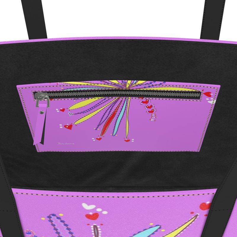 Leather Kika Tote Bag - Yellow Leaves