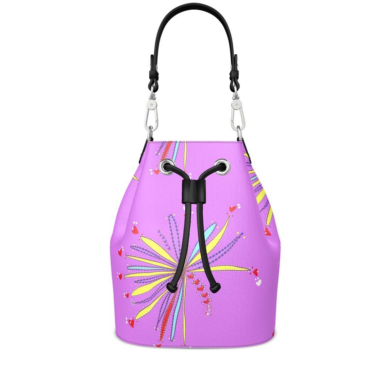 Leather Bucket Bag - Yellow Leaves