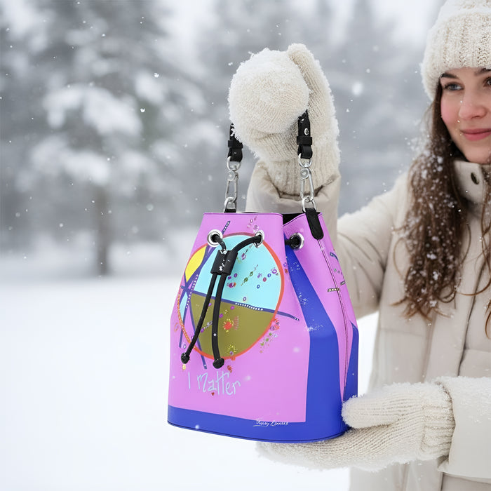 Leather Bucket Bag - I Matter