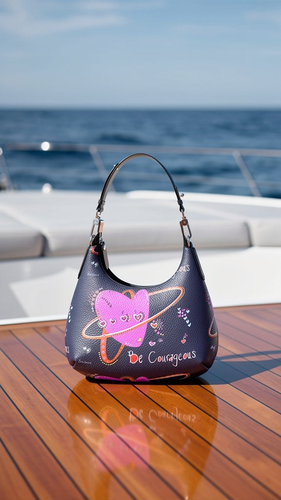 Mini Leather Hobo Bag - Be Courageous - Love Your Life