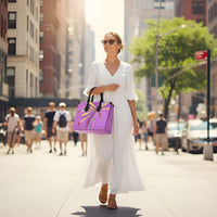 Leather Shopper Bag - Yellow Leaves