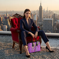 Leather Shopper Bag - Yellow Leaves