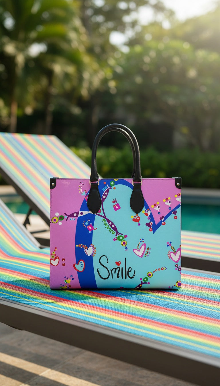 Leather Shopper Bag - Smile