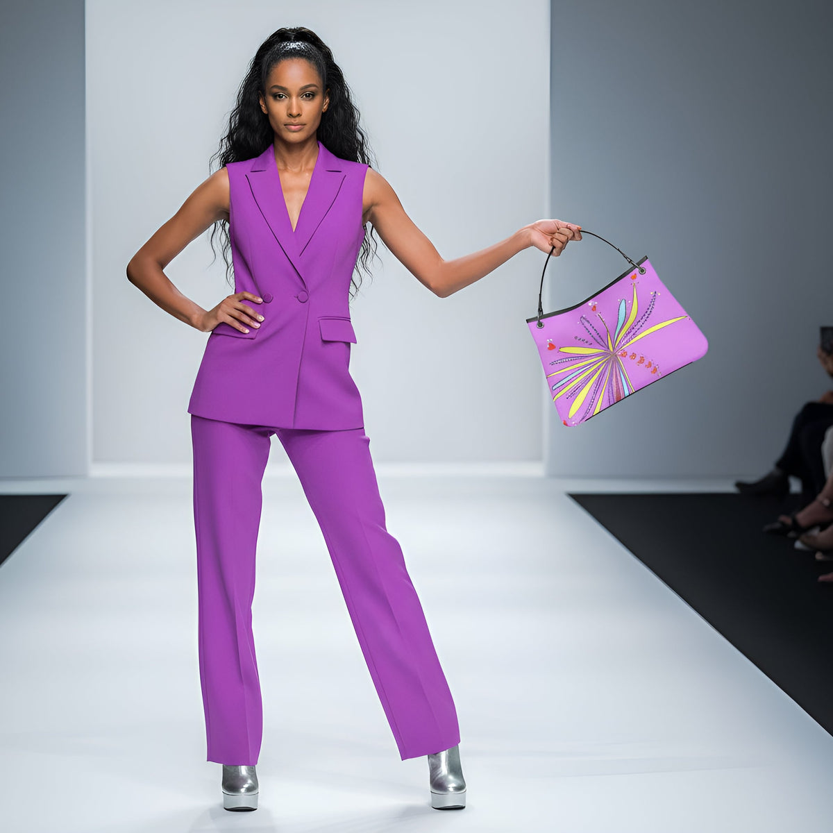 Leather Slouch Bag - Yellow Leaves