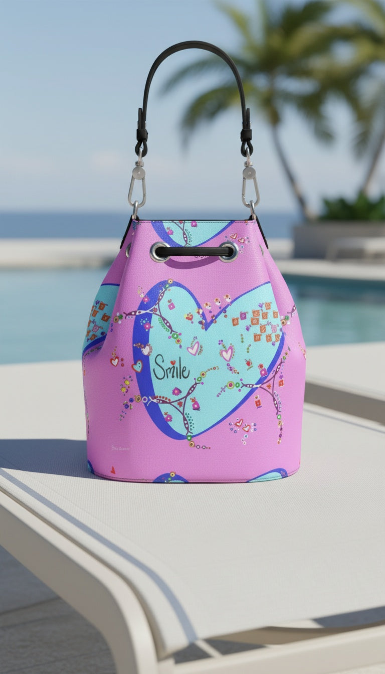 Leather Bucket Bag - Smile