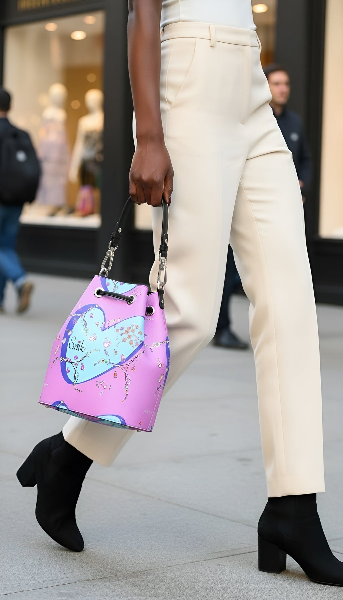 Leather Bucket Bag - Smile