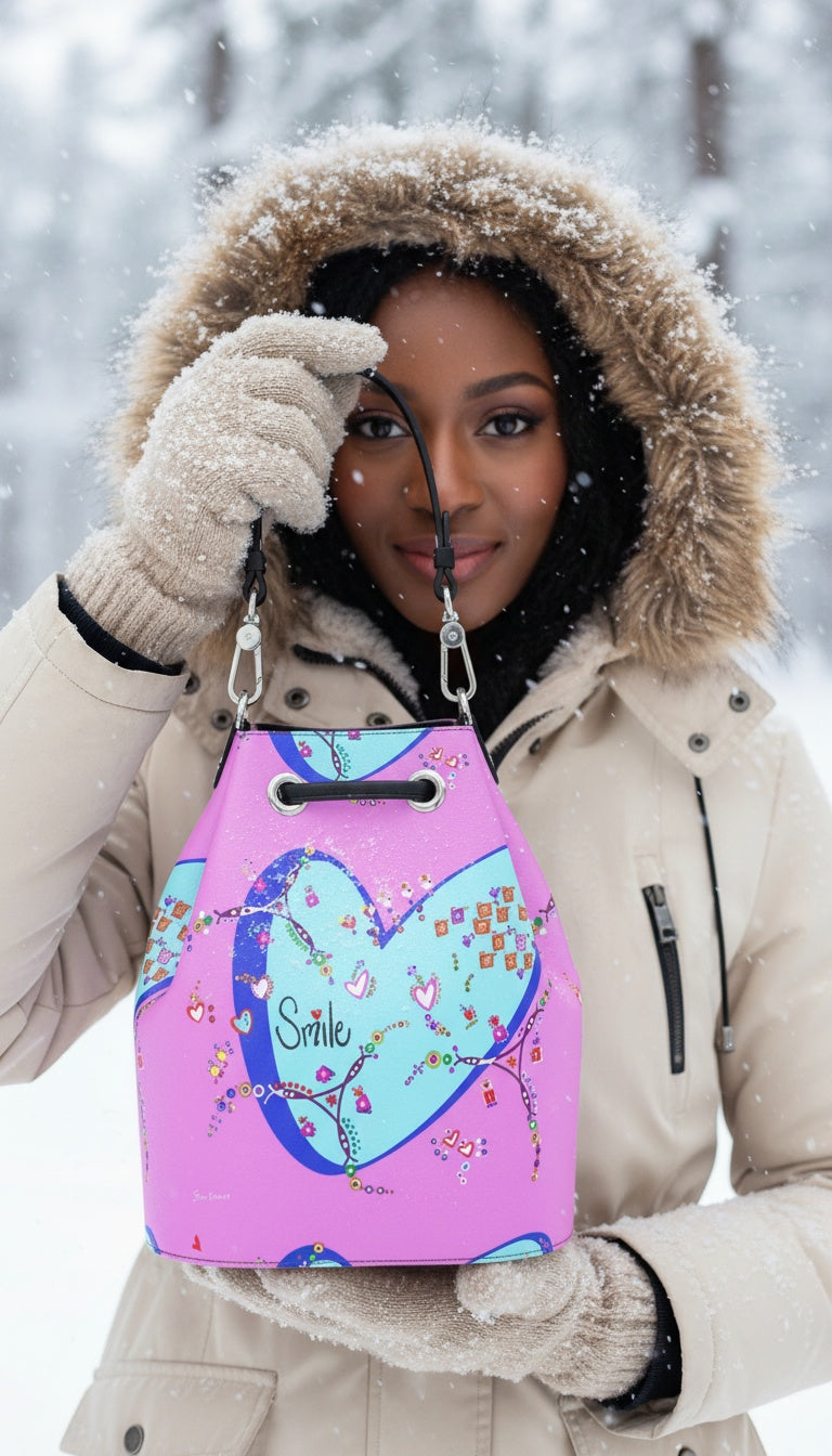 Leather Bucket Bag - Smile