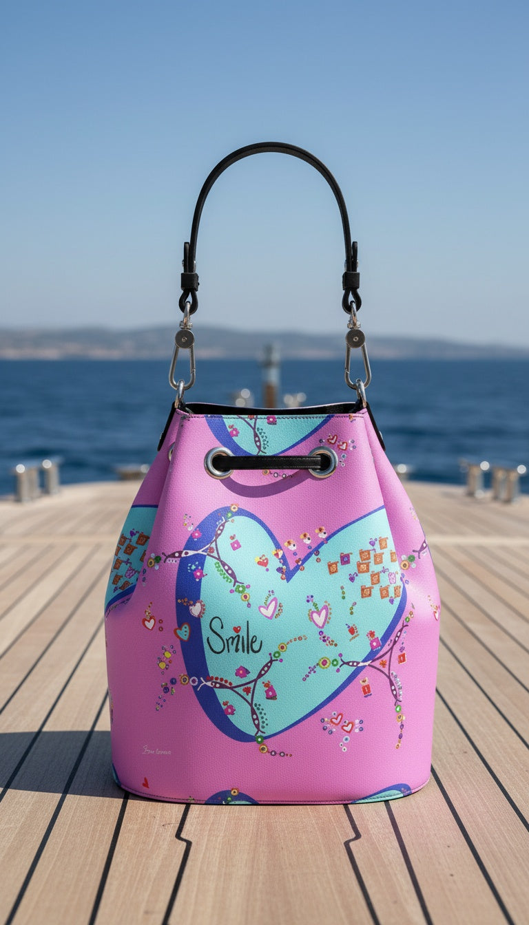 Leather Bucket Bag - Smile