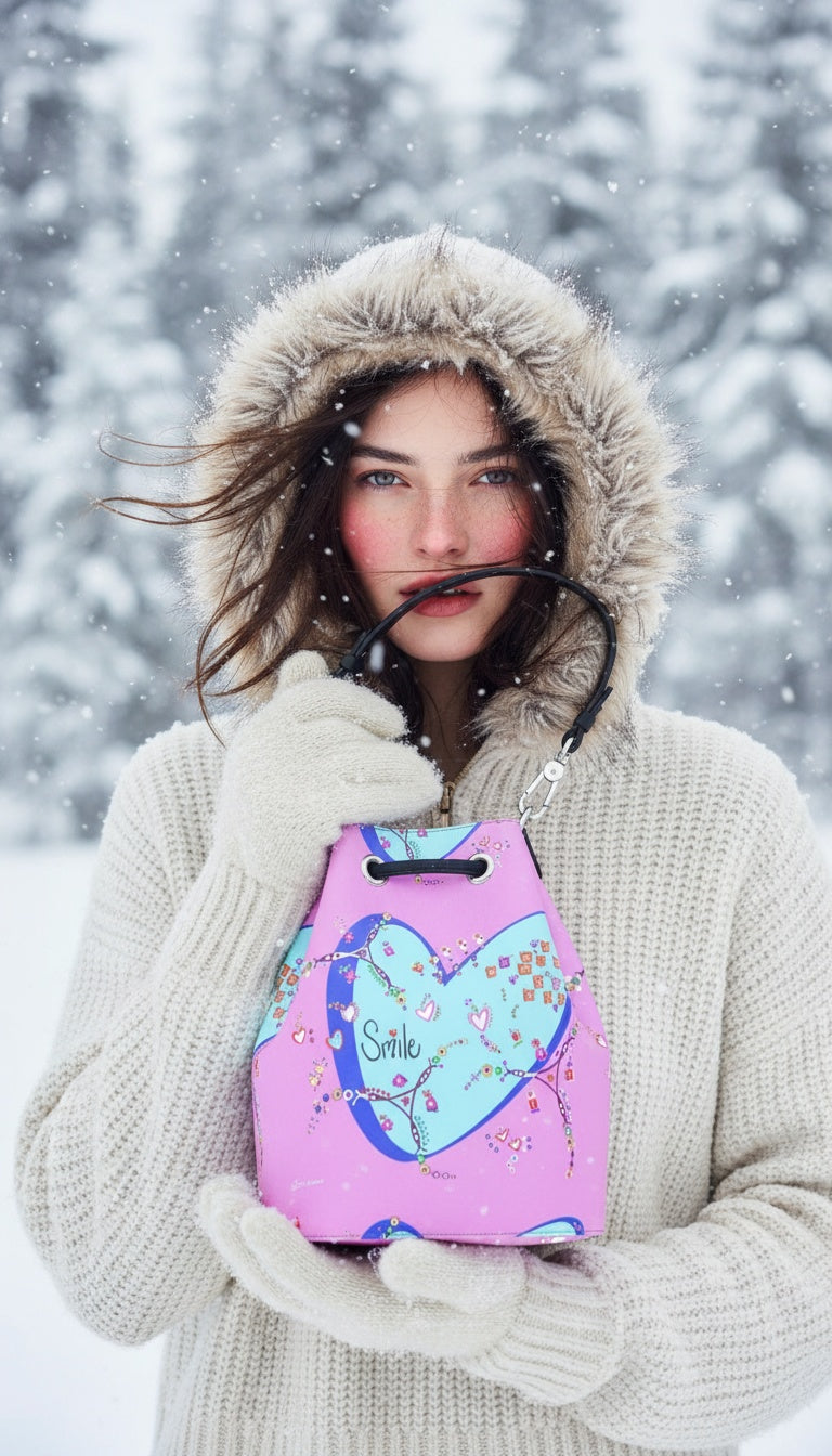 Leather Bucket Bag - Smile
