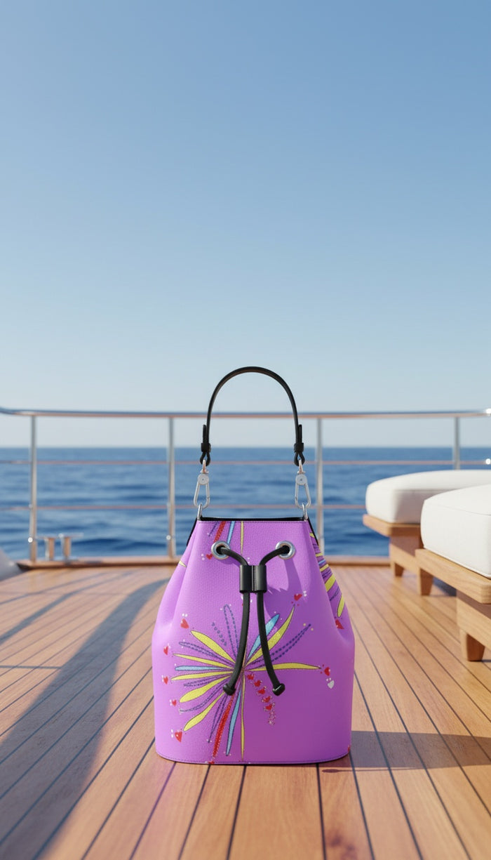 Leather Bucket Bag - Yellow Leaves