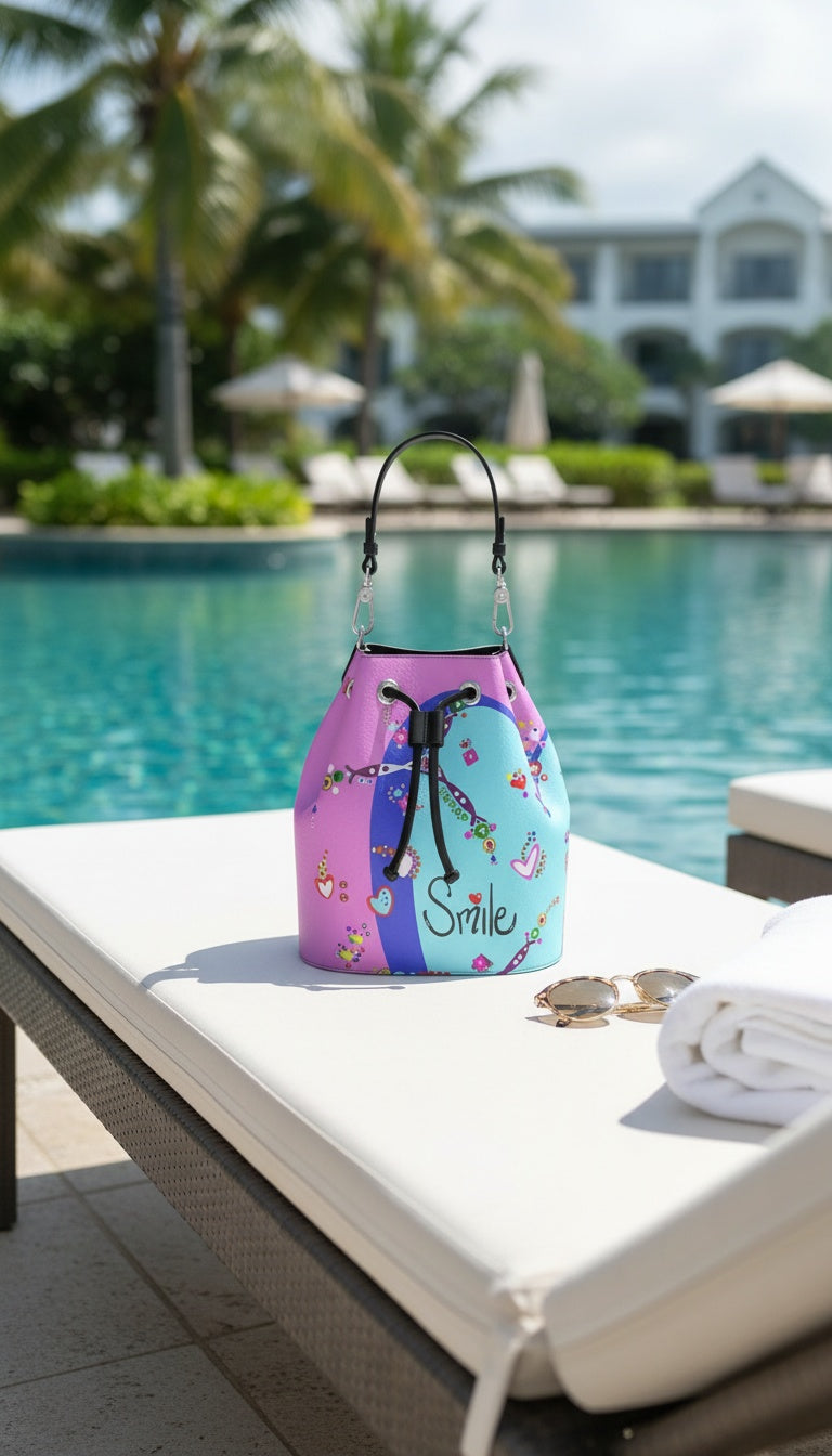 Leather Bucket Bag - Smile