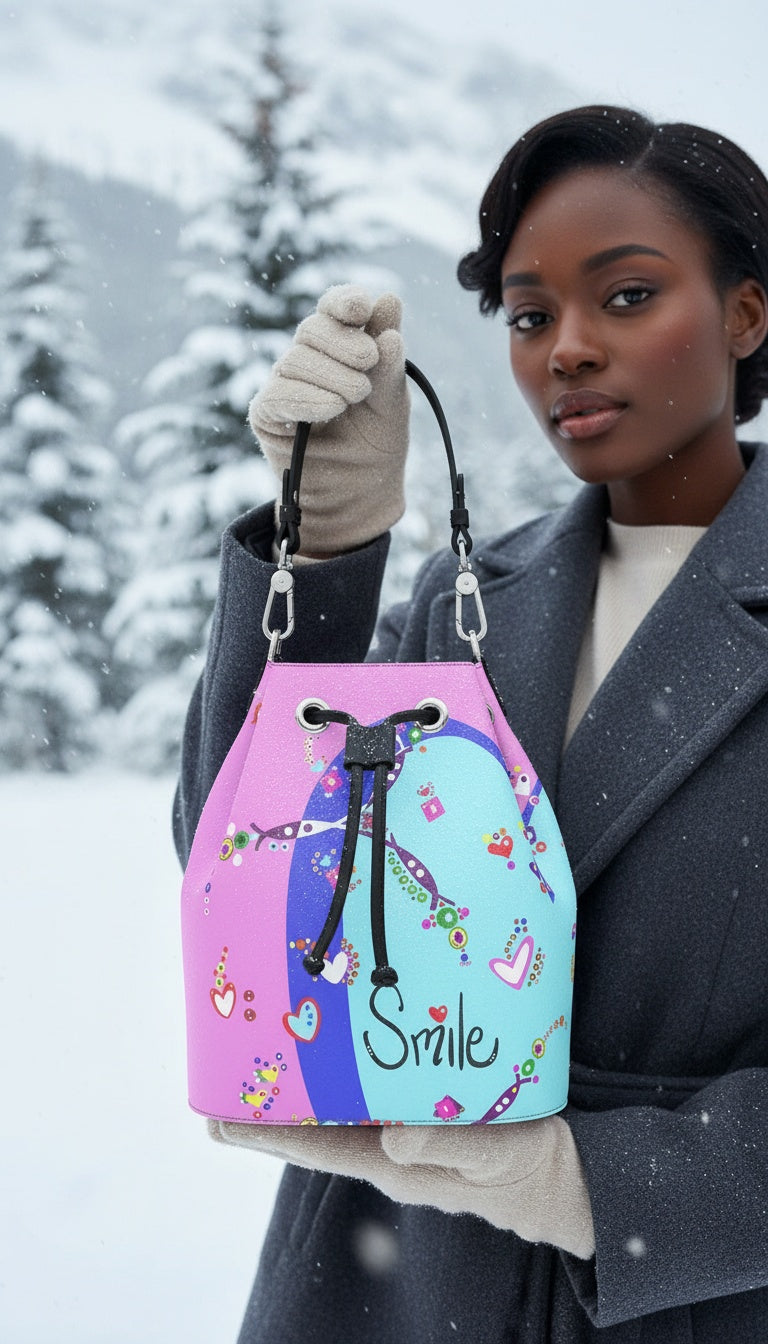 Leather Bucket Bag - Smile