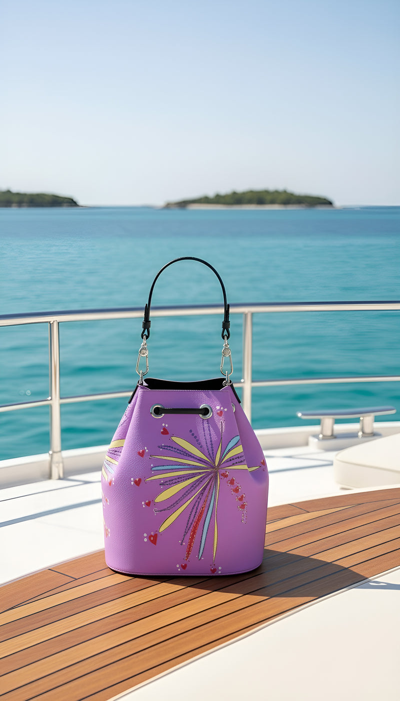 Leather Bucket Bag - Yellow Leaves