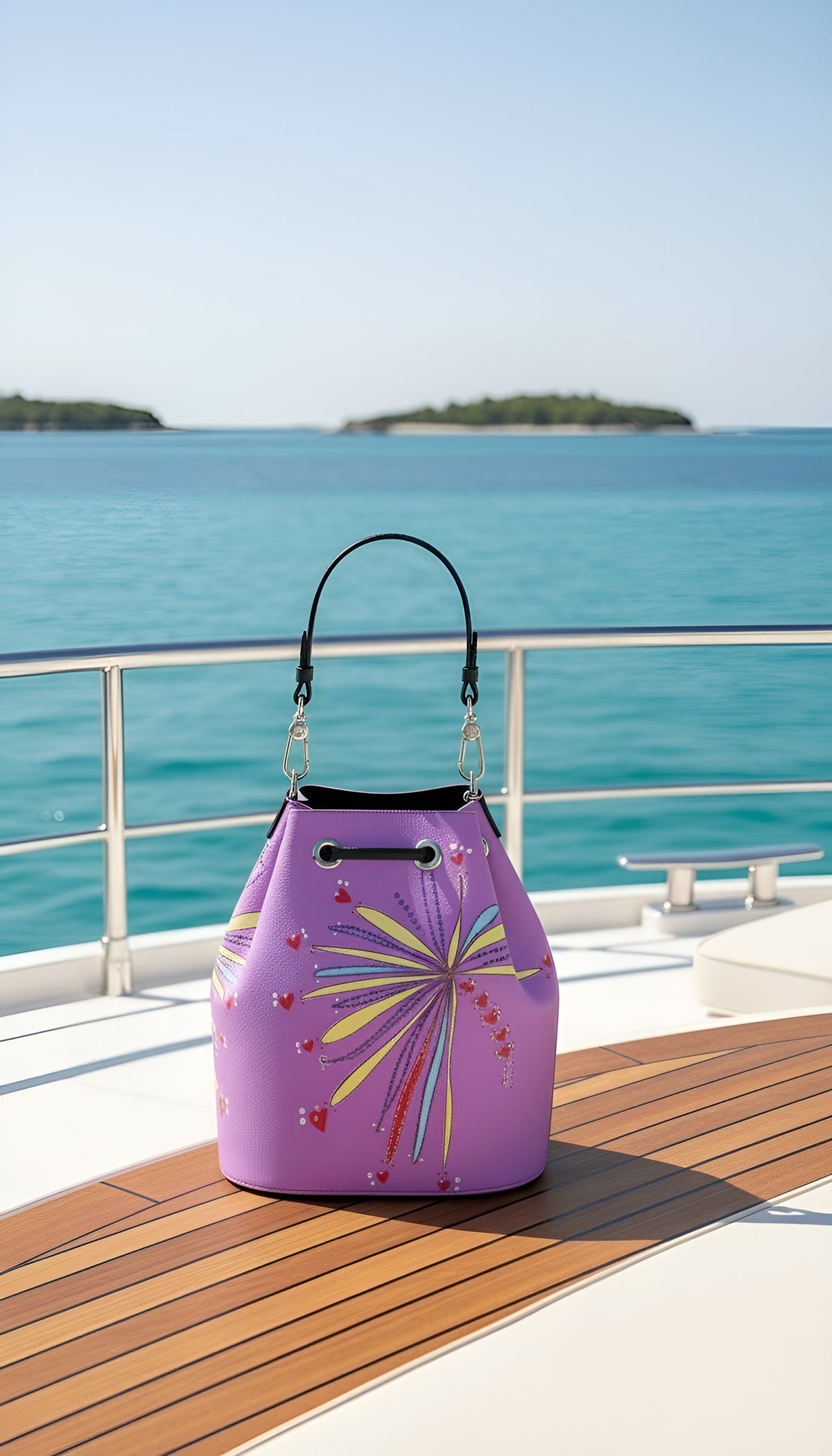 Leather Bucket Bag - Yellow Leaves