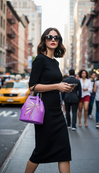 Leather Bucket Bag - Yellow Leaves