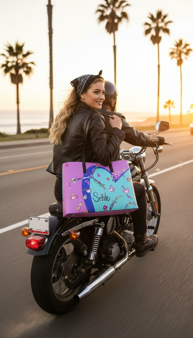 Leather Kika Tote Bag - Smile