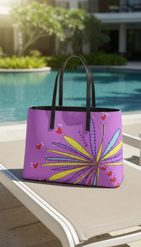 Leather Kika Tote Bag - Yellow Leaves