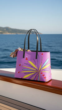 Leather Kika Tote Bag - Yellow Leaves