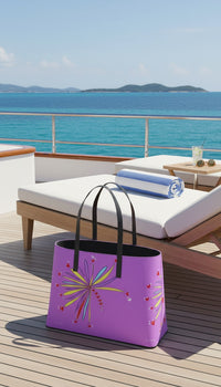 Leather Kika Tote Bag - Yellow Leaves