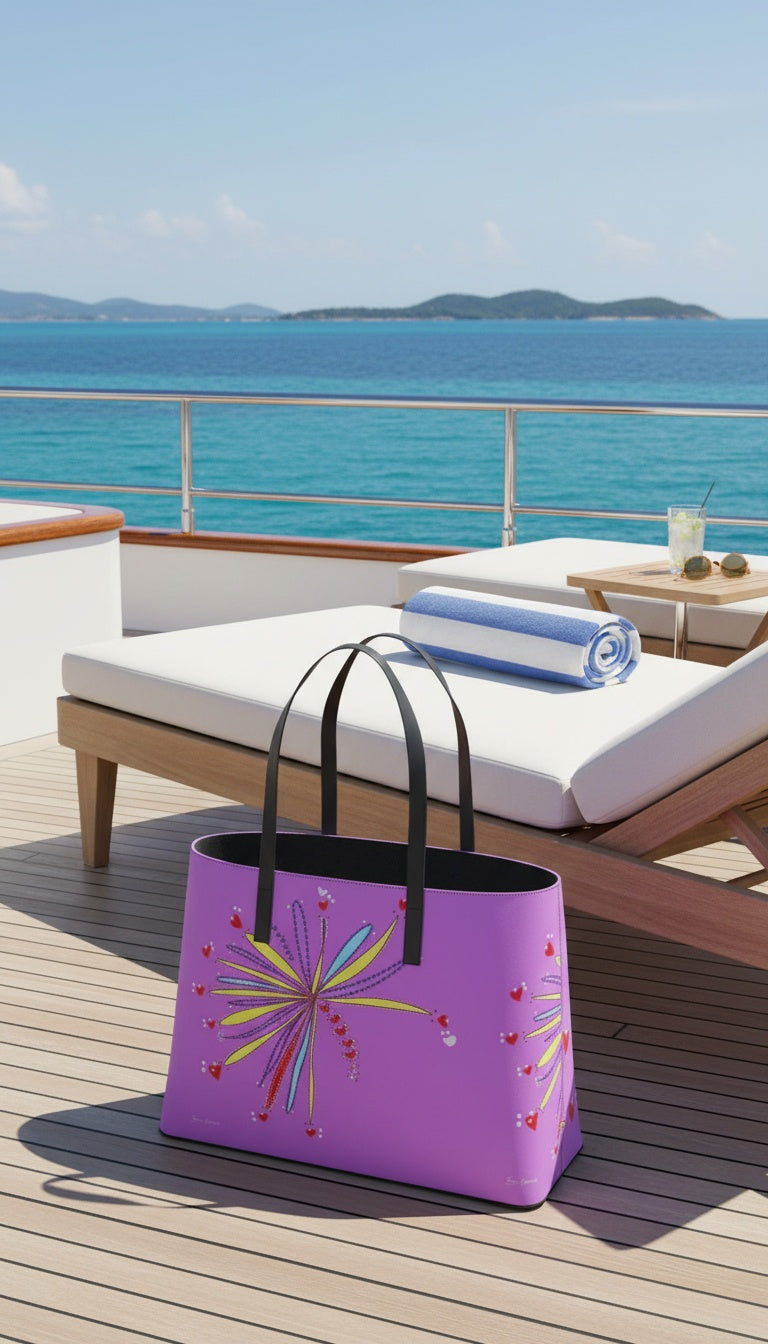 Leather Kika Tote Bag - Yellow Leaves