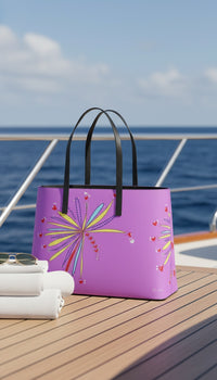 Leather Kika Tote Bag - Yellow Leaves