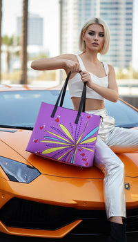 Leather Kika Tote Bag - Yellow Leaves