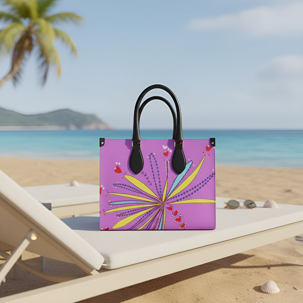 Leather Shopper Bag - Yellow Leaves