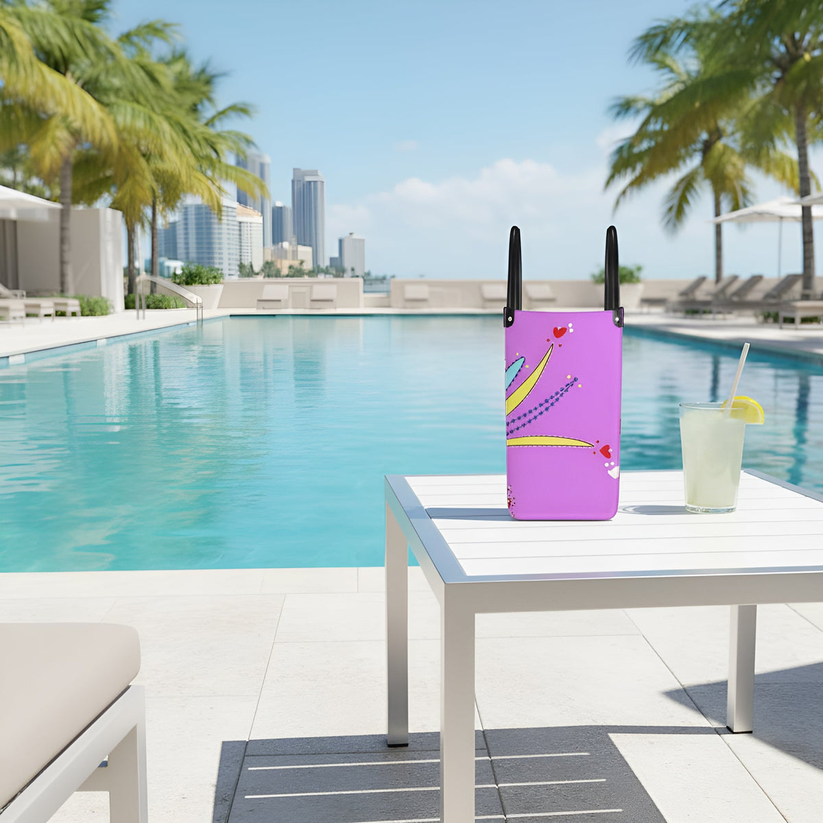 Leather Shopper Bag - Yellow Leaves