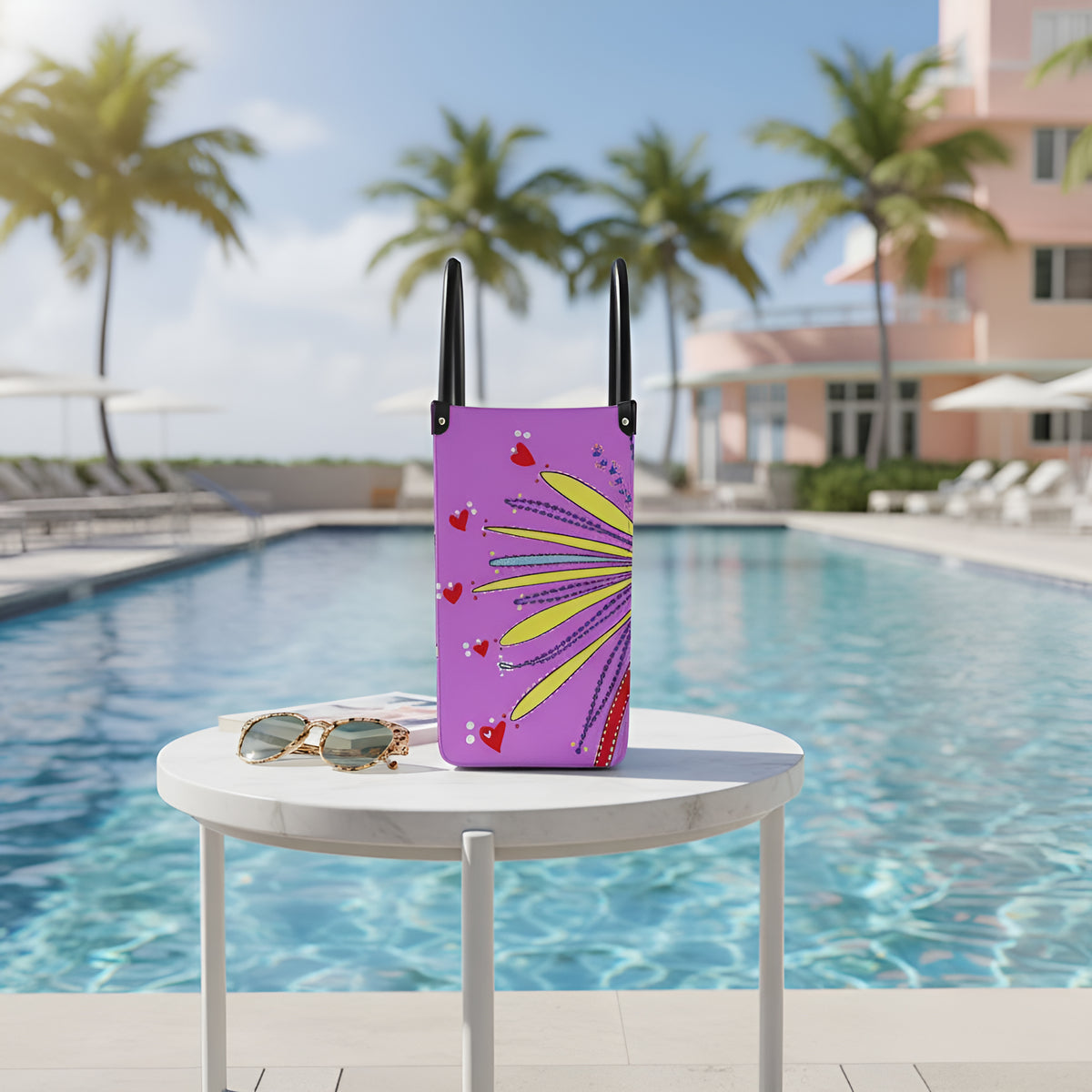 Leather Shopper Bag - Yellow Leaves